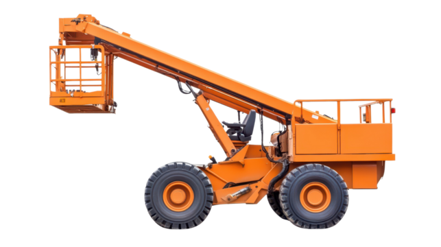 Modern manlift machine isolated on a white transparent background