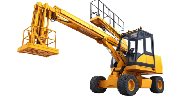 Modern manlift machine isolated on a white transparent background