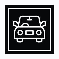 Vehicle Sign Car Vector Icon, Isolated Vector Silhouette Style Icon,