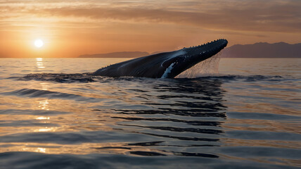 Fototapeta premium dolphins at sunset