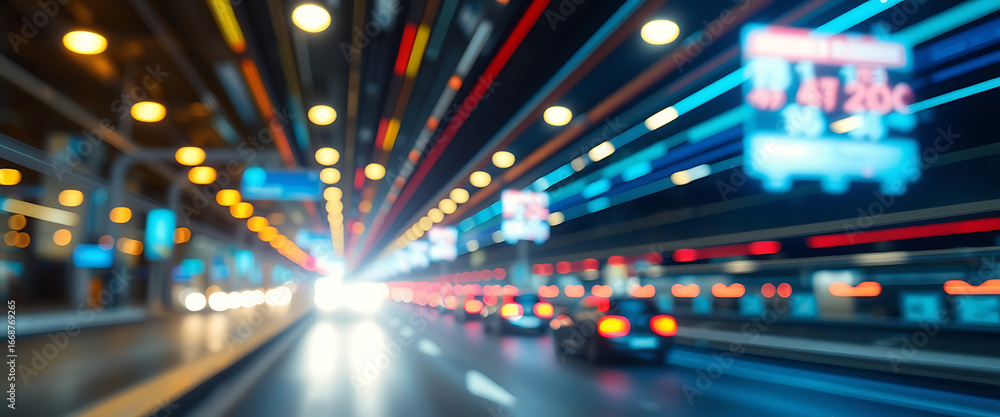 Poster big data traffic visualization dynamic high speed data streaming traffic abstract neon rays of light