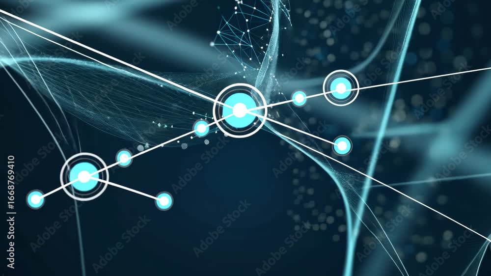 Poster dynamic display showcasing the intricate connections and details of artificial intelligence and huma