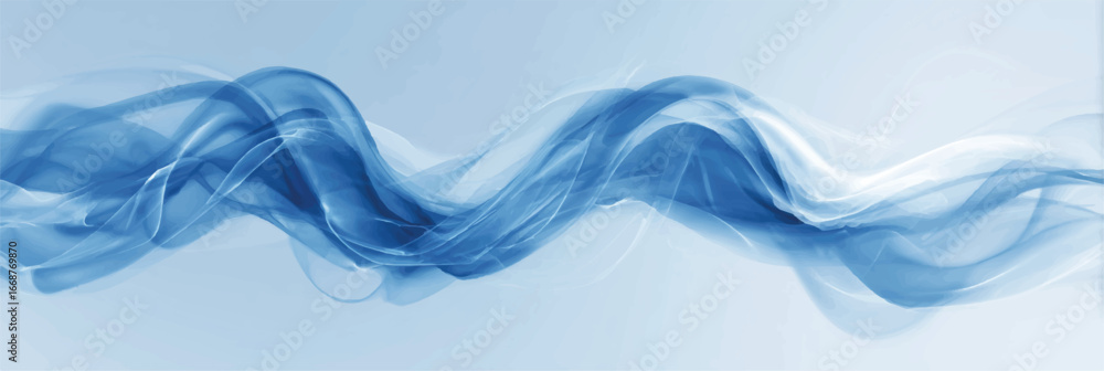Poster abstract blue wave flowing on light background for digital art and graphic design elements