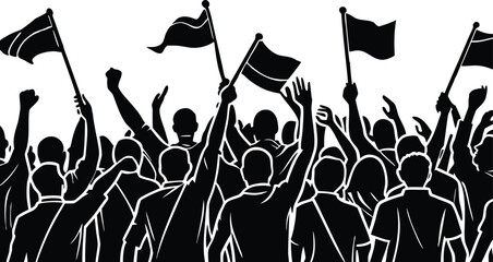 Powerful Crowd Silhouette  Unity, Protest, and Collective Action