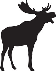 Obraz premium A strong silhouette of a majestic moose roaring or calling, ideal for representing North American wildlife, nature, and outdoor-themed designs