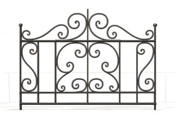 Decorative cast iron wrought fence with ornamental top wave and heartlike swirls