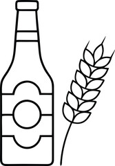 beer bottle with grain symbol icon