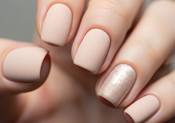 Minimalist Matte Nail Art Design Ideas with Elegant Beige Color