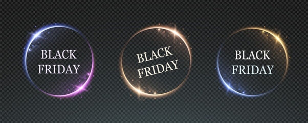 Black Friday, vector background for sale, discount, advertising, banner or poster. Price tags on hologram, in circle, png.	
