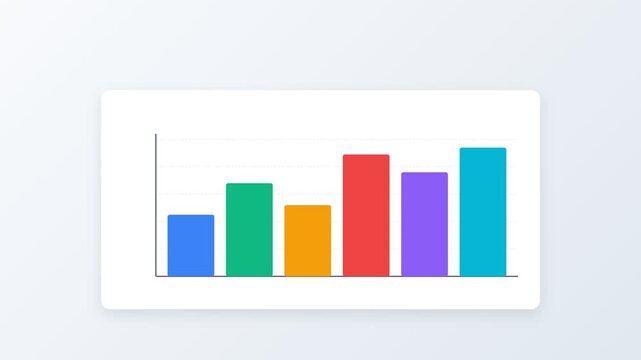 Colorful bar chart showing growth trends on white background  
