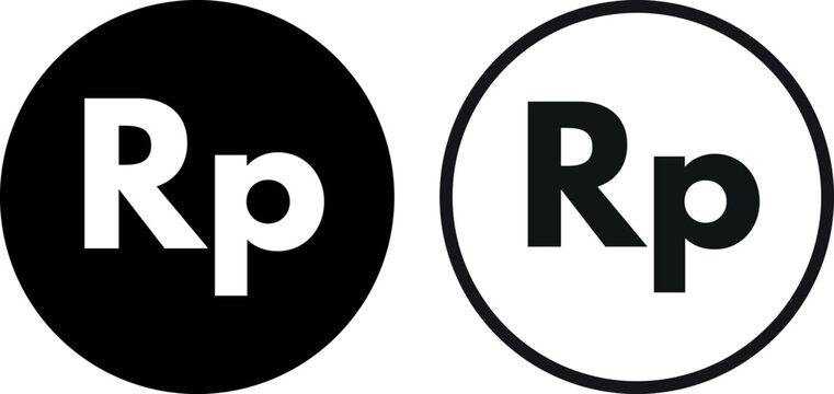 Indonesia Rupiah icon set in two styles . Indonesia currency symbol .  Indonesian Rupiah icon . Vector Illustration