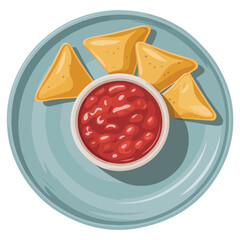 Nacho chips salsa dip vector icon illustration isolated on white background