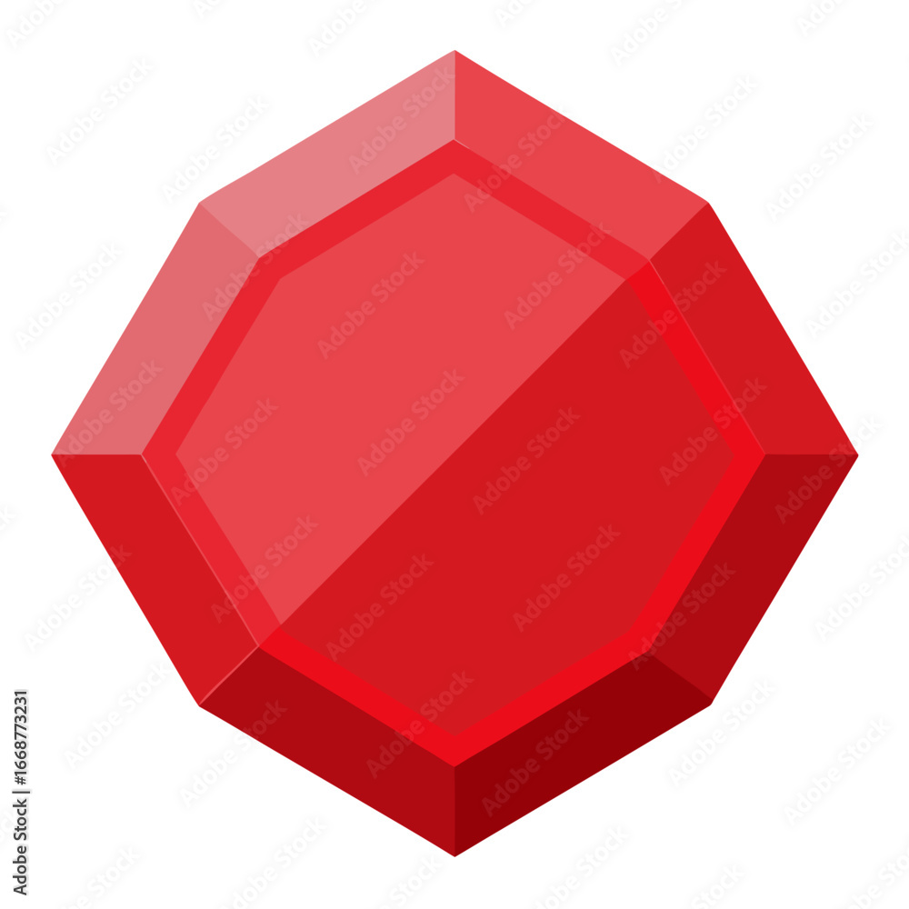 Poster Glossy red hexagon geometric shape with shine effect