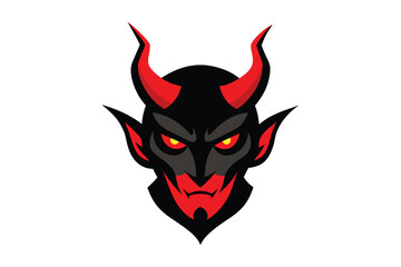 Vector Illustration of a Scary Black and Red Devil Head Creature