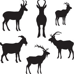 vector silhouettes of deer