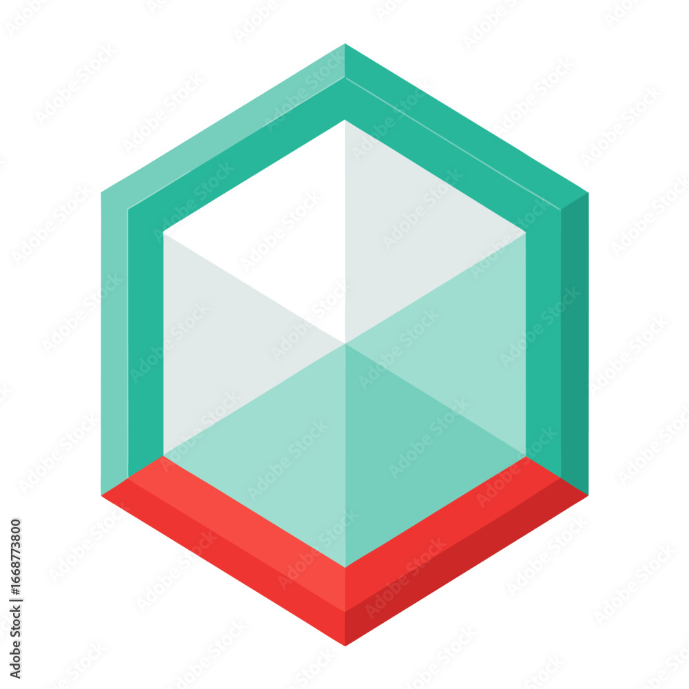 Poster glossy white hexagon with subtle color gradient and shine
