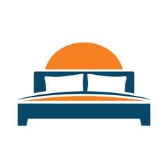 Modern Bed Logo with Sunrise Element