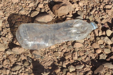 A plastic bottle lying on the ground, Plastic pollution, Plastic environmental impact