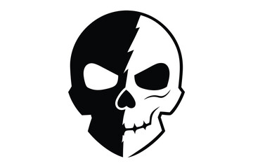 Black and White Skull Divided Down the Middle for an Artistic Design