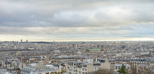 Panorama of the city of Paris in the evening from Montmartre The photo was taken in the evening,...
