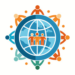 Global community unites around interconnected world, symbolizing collaboration, diversity, and shared future for innovative projects and international connections