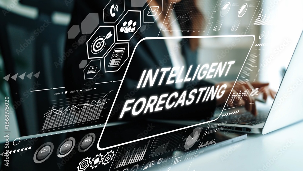 Aufkleber intelligent forecasting with data analysis and technology for business growth and strategy enhanceme