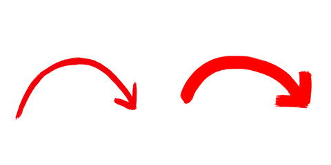 Fototapeta premium Zeichnung von 2 roten Pfeilen mit Schwung nach rechts