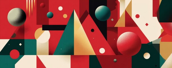 Obraz premium Abstract Geometric Shapes with Red and Green Tones