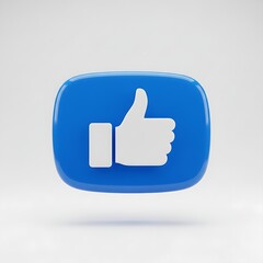 Obraz premium Thumbs Up Icon in Blue Square Frame Symbolizing Approval Acceptance and Positive Feedback on a Clean White Background