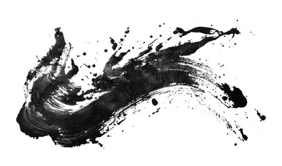 PNG Abstract black in splash stroke brush paint.