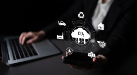 Net zero and CO2 reduction strategies promote sustainability, renewable energy, and...
