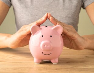 Protecting Savings Piggy Bank Concept for Secure Finances