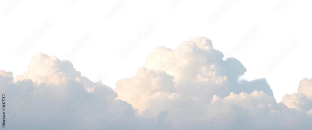 Poster fluffy clouds with pastel hues element set on transparent background isolated on white background