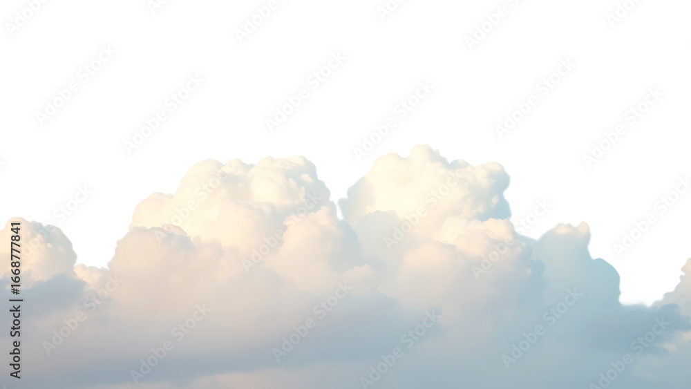 Poster fluffy clouds with pastel hues element set on transparent background isolated on white background