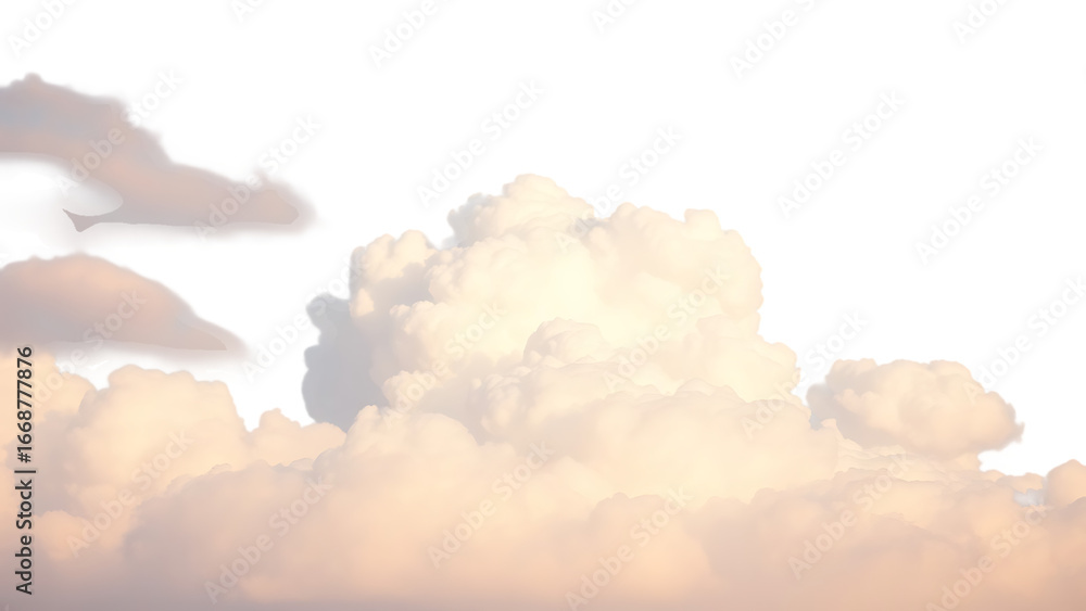Poster fluffy clouds with pastel hues element set on transparent background isolated on white background