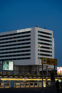sheraton hotel building and official taxi stand near the airport - Amsterdam, Netherlands - August 15 2025