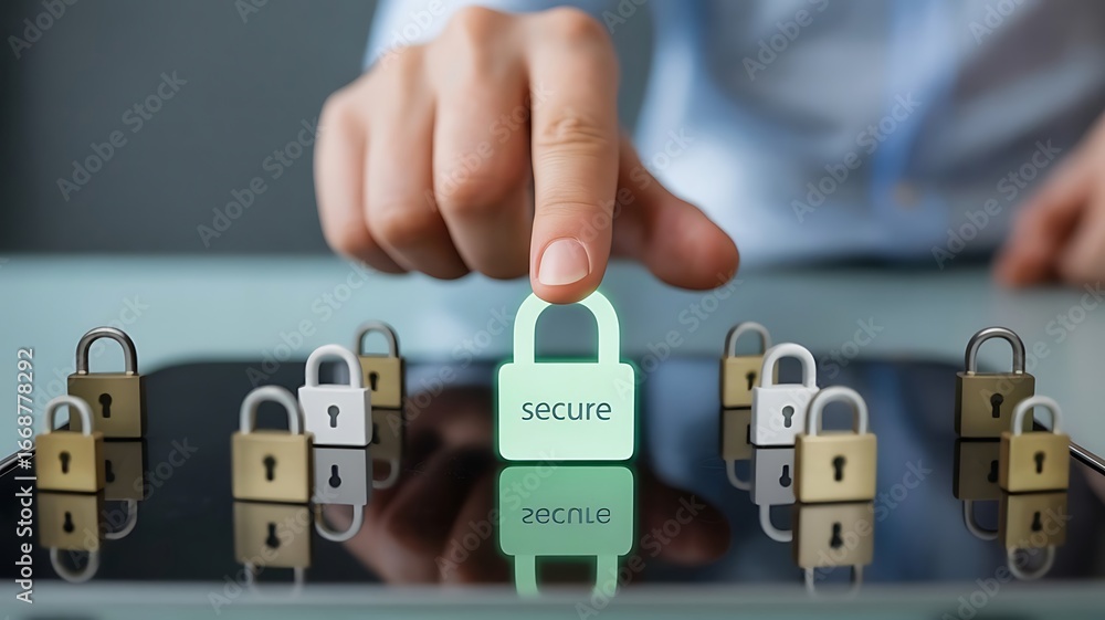 Poster innovative digital identity verification biometric face grid and secure login solutions for tech mar