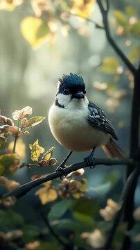 A small bird perched on a branch of a tree