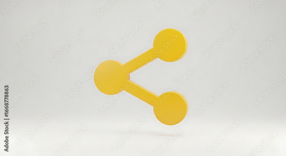 Fototapete a yellow share icon with three circles connected by lines on a white background in a simple design a
