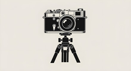 Fototapeta premium Retro Film Camera Vector Design.Description: A nostalgic cinema-inspired silhouette ideal for film, video production, or entertainment branding. 