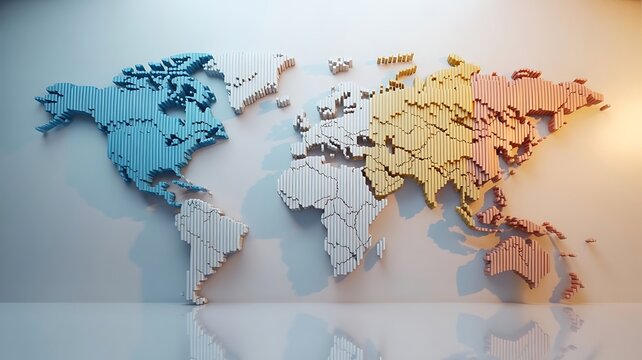 Global Economic Impact Visualization Modern World Map with Stock Market Analytics for Investment and Financial Marketing Insights.