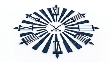 Stylish wall clock design with unique hour markers creating a visually striking timepiece.