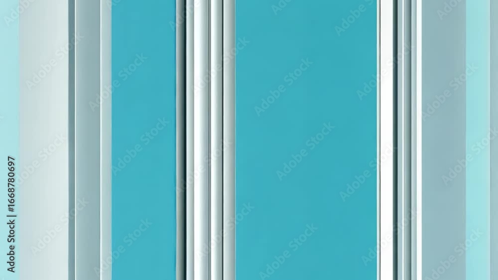 Poster an artistic display features vertical lines and varying textures against a soft blue backdrop, creat