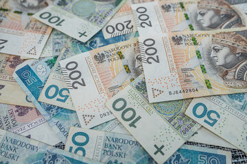 Top View of Polish Zloty Currency – Represents Economic Flows and Capital Growth