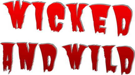 Wicked and Wild Red Halloween 3D Typography Isolated on Transparent Background.