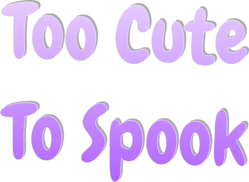 too Cute To Spook Purple  Halloween 3D Typography Isolated on Transparent Background