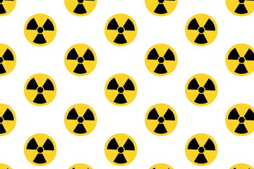 Radiation symbol pattern on white background . Abstract radioactivity warning sign background . Vector illustration