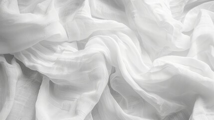 Elegant white fabric drapes with soft texture and gentle folds, perfect for sophisticated design.