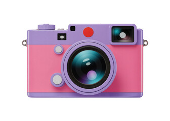 3D Render of Pink and Purple Camera Isolated Front View