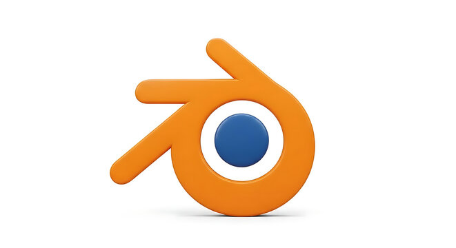 A blender logo featuring an orange abstract shape with a blue circle in the center on a white background ai generated